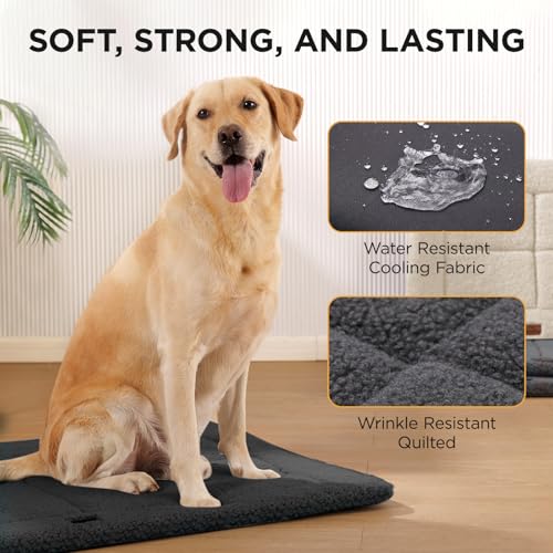 Joydeco Hundematte 89x58cm - Reversibles waschbares Hundebett mit weichem Fleece, Flache Unterlage für Hundebox & Käfig - Für große, mittelgroße & kleine Hunde- Dunkelgrau