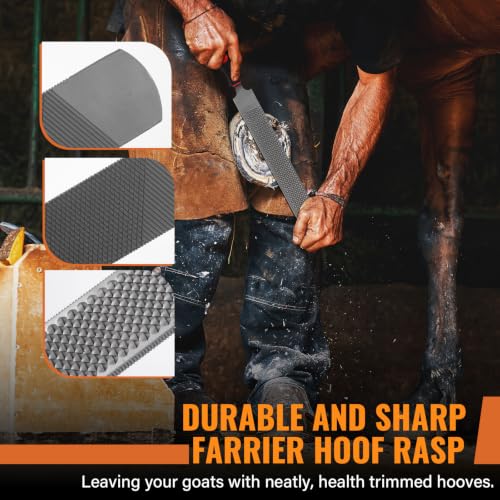 Image of 18Inch Professional Farrier Hoof Rasp - Heavy Duty Carbon Steel Hoof Trimmer for Horses, Cattle, Goats, Donkeys, Ergonomic Handle with Sharp Teeth, Durable Animal Hoof and Wood File Tool
