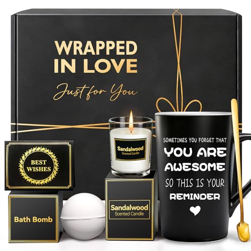 Birthday Gifts for Women Men: Unique Black Self Care Spa Relaxation Basket Set, Christmas,...