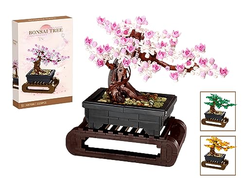 Cherry Blossom Tree Building Sets Le-go Bonsai Tree Sets for Adults 3 in 1 Botanical Collection DIY Plant Gift for Home Decor and Office Art