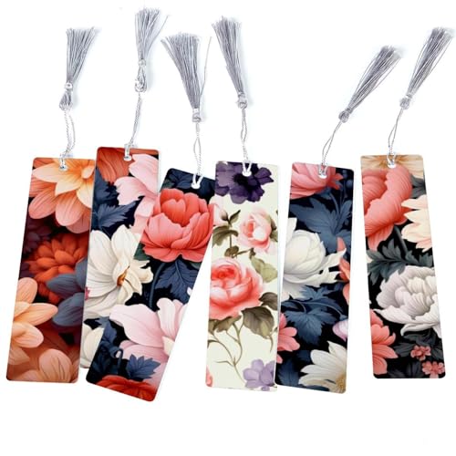Marque-pages à pompons cadeau idéal pour lecteurs avec motifs de fleurs