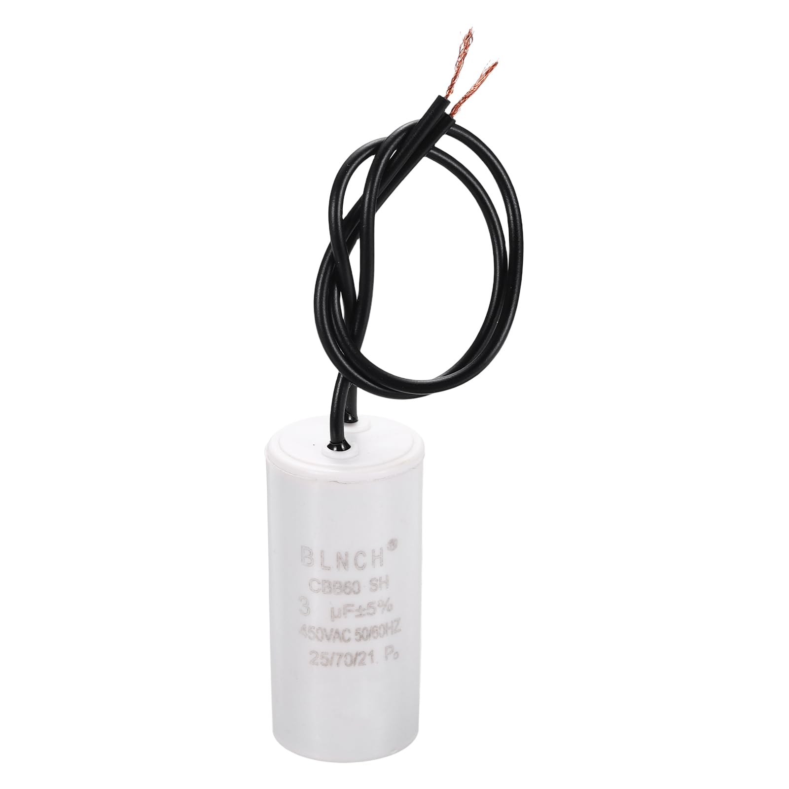 QUARKZMAN CBB60 kondensator roboczy 3uF 450 V 2-przewodowy elektryczny kompresor powietrza, kondensator rozruchowy silnika, do pralki, lodówki, klimatyzacji, biały