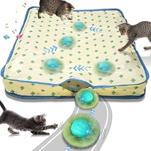 Interactive Cat Toys for Indoor Cats,Automatic Moving Cat Ball in Pouch,Chirping Stimulation,Hide-n-Seek Chase Exercise Game,Motion Activate,Rechargeable Kitten Toys