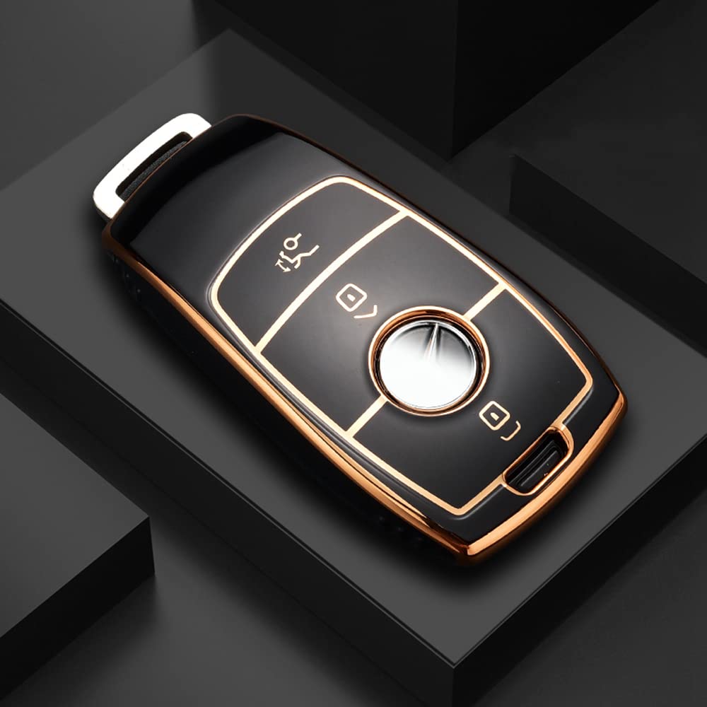 ontto Guscio Cover per Chiave Telecomando Auto Adatto per Mercedes A C E S Classe 2017-2020 E200 E300L S320L S450 S63 AMG A177 W213 C260 Coprichiave in TPU Custodia Protettivo Portachiavi-Bianco