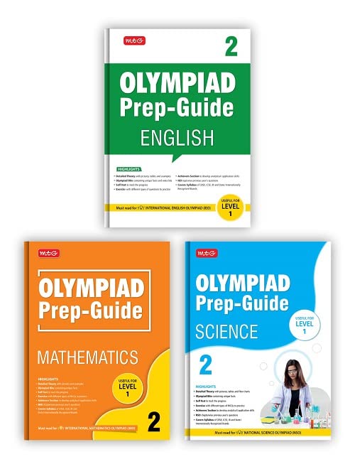 MTG Olympiad Prep-Guide Class 2 - Achievers Section with IMO-NSO-IEO Chapterwise Previous Year Question Paper For SOF 2023-24 Exam, Set of 3 Books (Mathematics, Science, English) MTG Editorial Board