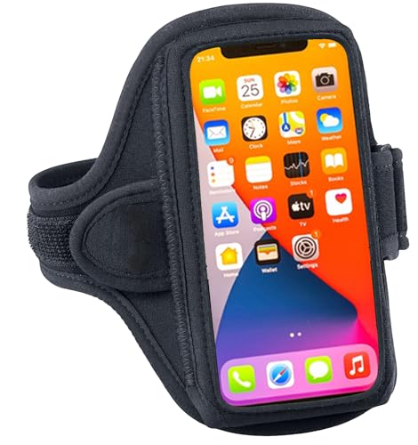 Tune Belt AB91 Running Armband – No-Slip Phone Holder for Runners – Fits iPhone 17 16 15 14 Pro/Plus & Galaxy S24 S23 – Comfortable Sweat-Resistant Neoprene (Black)