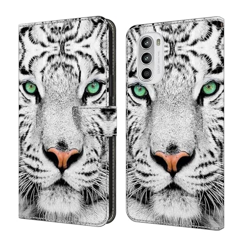 Étui compatible avec Samsung Galaxy S24 FE portefeuille en cuir tigre