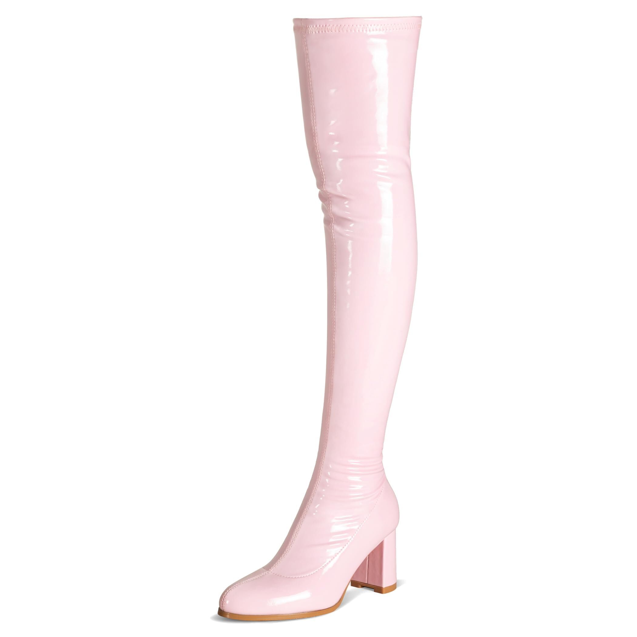 girgod Thigh High Boots for Women Sexy Pointed Toe Over The Knee Boots Cosplay Dance Party Patent Leather