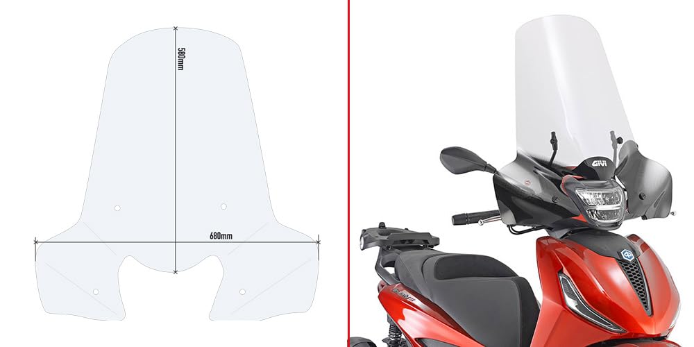 Givi 5616A + A5616A - Kit de parabrisas completo compatible con Piaggio Beverly HPE 300 400