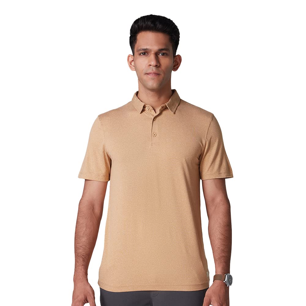 GLOOT Men's Sports Polo | Quick Dry & Anti Odour Tech | Lightest Breathable Fabric and Smart Fit with Sun Protection (SPF 30) | Gymwear T-Shirt - GLPPQ01