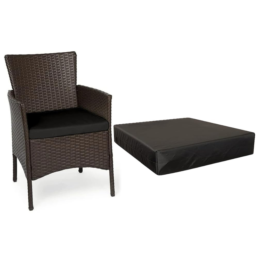 A ATH COLLECTION Outdoor Seat Cushion Pads for Rattan Furniture | Water Resistant Patio Padding | Comfy & Lightweight Garden Furniture Cushions Pad, ALL-PURPOSE Use (60cm x 60cm x 7cm, Black) — image 1