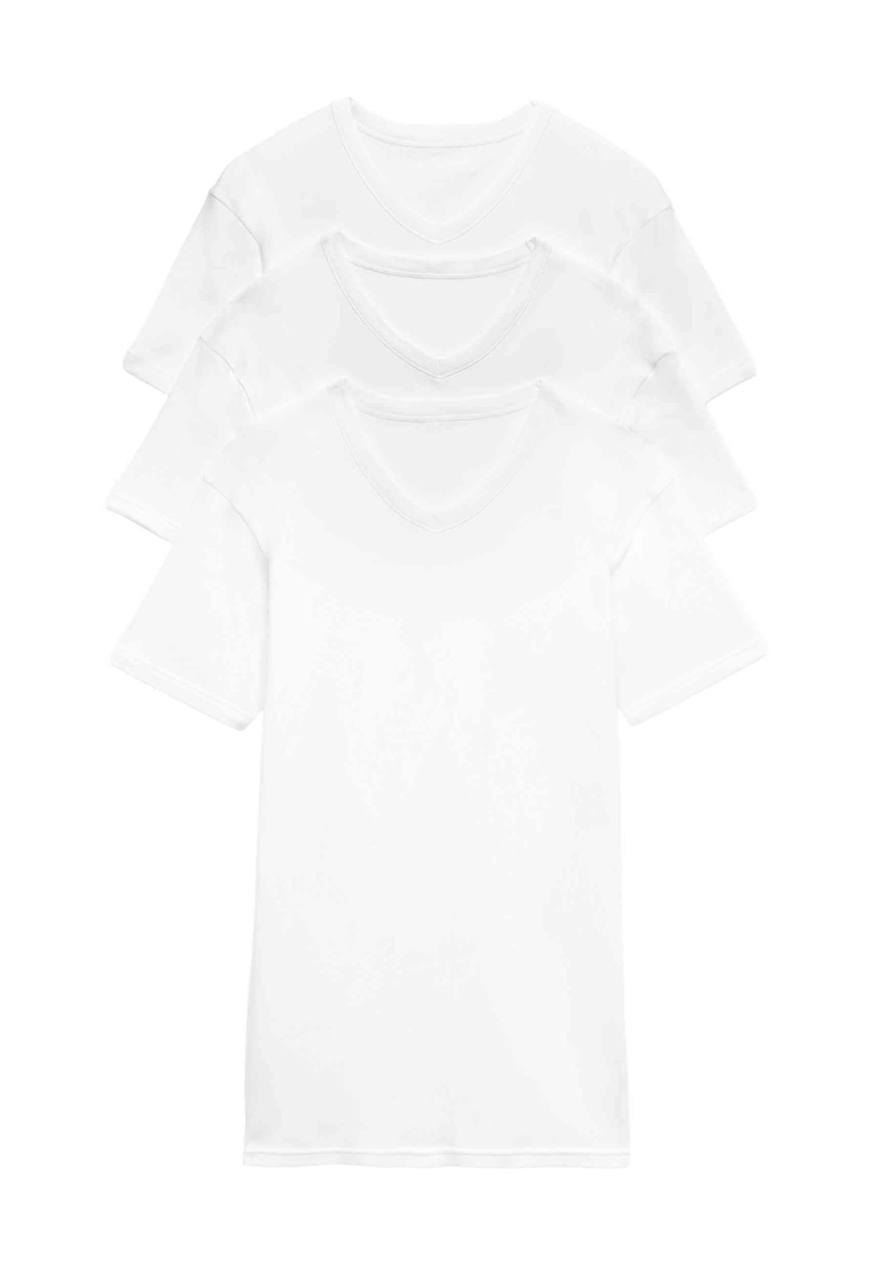 Marks & Spencer Camisetas de Cuello de Pico de Algodón Puro para Hombre Pack de 3, Ajuste Normal, StayNew™