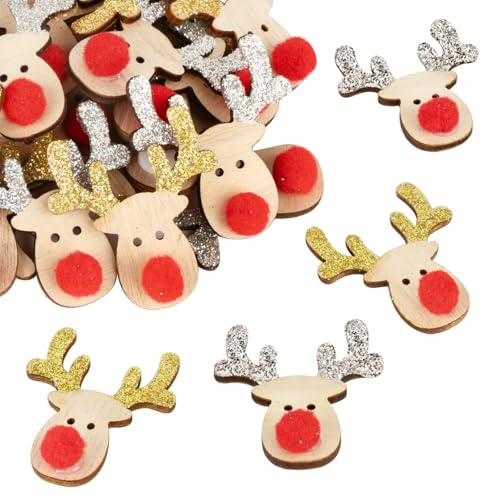 BOFUNX 24 Stücke Rentier Holzdeko Mini Weihnachten Streudeko...