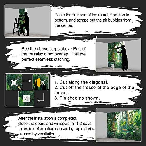 Fightal - Enchanted Forest Backdrop Wallpaper Tropical Botanical Jungle Tree Murals Nursery Kids Bedroom Woodland Plant Boys And Girls Decor Living Room Tv Background Large Wall Mural - 108"X75" #TOP6