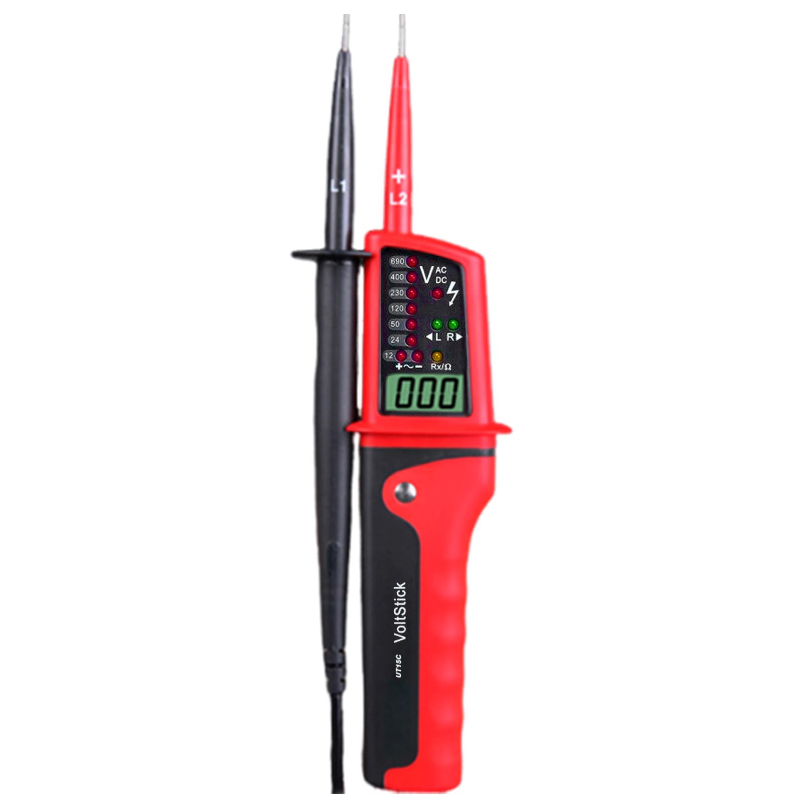 Jadeshay Probador de Voltaje y Continuidad,12V-690V CC e CA Universale Comprobador de Voltaje Medidor Tester Detección de Voltaje de Rango Automático Impermeable con Pantalla Digital y Indicador LED