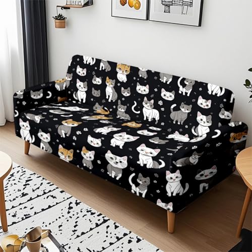 Funda Sofa 3 Plazas Gato Gris General Funda De Sofá Elástica En Spandex,Anti Gatos Arañazo Y Perros Mascotas,Antideslizante Protector Sofa,Adecuado para Sala De Estar