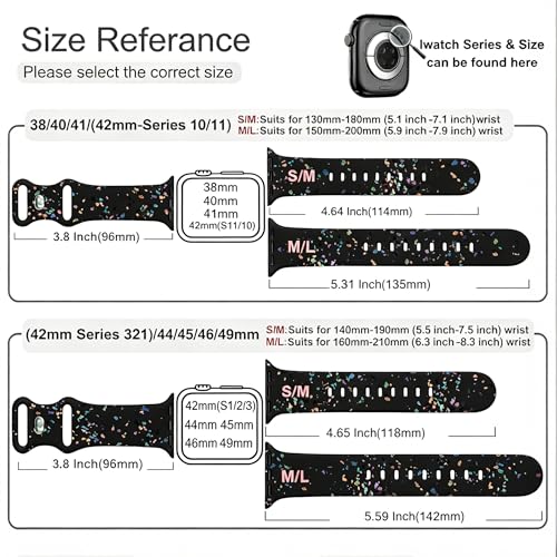 Image of Sport Bands Compatible with Apple Watch Band Women Men 40mm 38mm 41mm 42mm 44mm 45mm 46mm 49mm ,Soft Wristband Waterproof Replacement Strap for iWatch Bands Series 11 10 9 8 7 6 5 4 3 2 1 SE Ultra Black