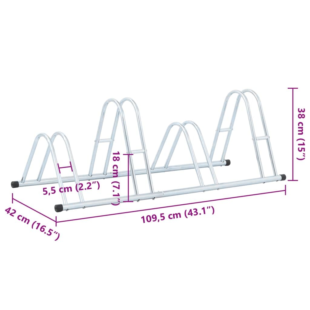 vidaXL Soporte para 4 bicicletas suelo independiente acero galvanizado
