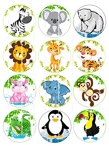 Amazon.com: ZOO, SAFARI, WILD ANIMALS; CUPCAKES, edible image birthday  toppers, premium frosting sheets : Grocery & Gourmet Food