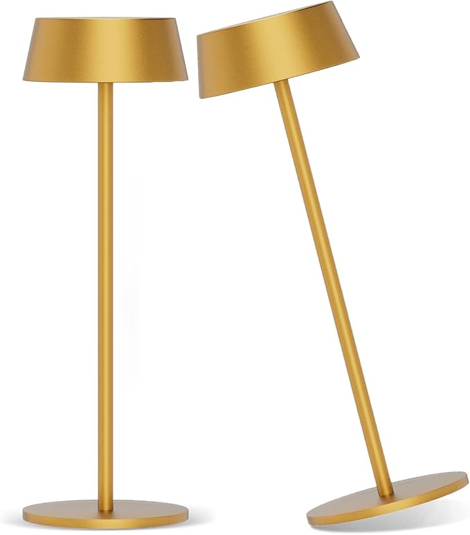 Ralbay 2 Pack Gold Cordless Table Lamp,Rechargeable LED Table Lamp,IP54