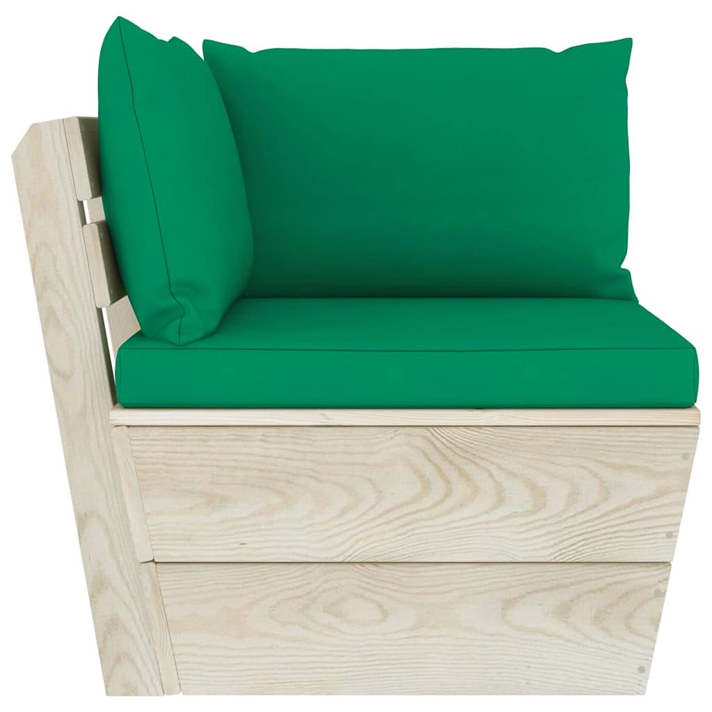 vidaXL Abeto Impregnado Sofá de Esquina de Palets de Jardín Cojines Asiento Silla Sala de Estar Salón Terraza Patio Seccional Exterior Balcón Estable