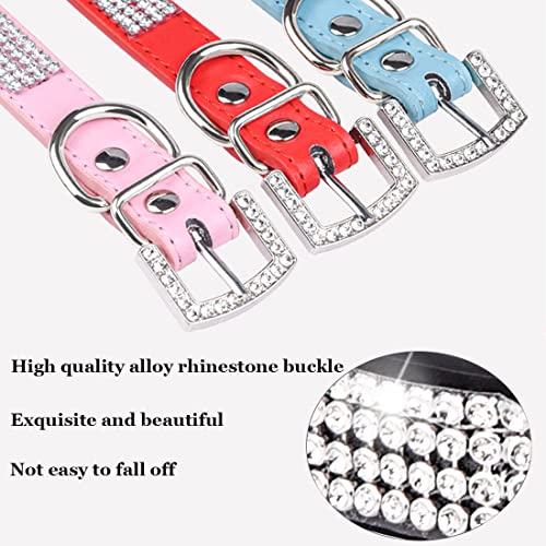 HALFSUMO Rhinestone Dog Collar Leather Dog Collar for Dogs Sparkly Rhinestone Studded Dog Collars for Pets Puppies Cats Combined Set including Leash - Image 3
