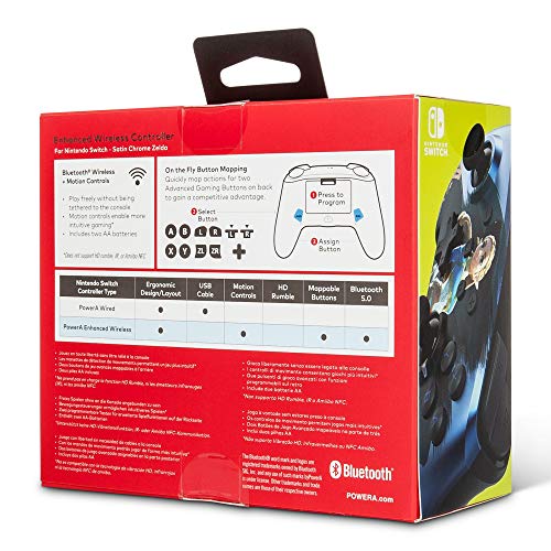 PowerA Enhanced Wireless Controller for Nintendo Switch - Satin Blue Chrome Zelda (Only at Amazon.Com) - Nintendo Switch
