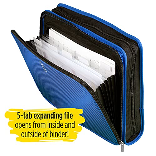 Image of Five Star 2 Inch Zipper Binder, 3 Ring Binder, 6-Pocket Expanding File, Durable, Color Selected for You (29592)