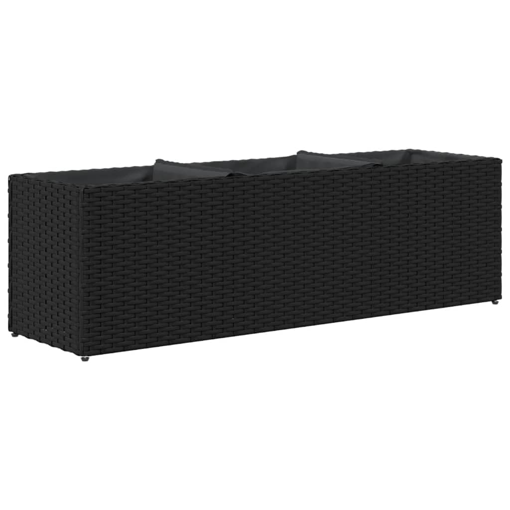 vidaXL Donice ogrodowe z 3 wkładami, 2 szt., czarne, 105x30x32 cm