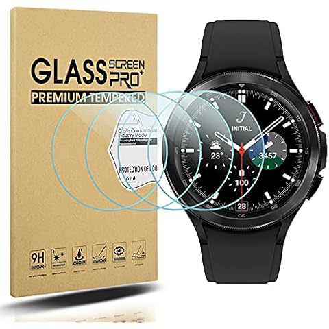 Diruite 4-Pack for Samsung Galaxy Watch 4 Classic 46mm Screen Protector Tempered Glass for Samsung Galaxy Watch 4 Classic 46mm Smart Watch [2.5D 9H Hardness][Anti-Scratch][Optimized Version] Cover