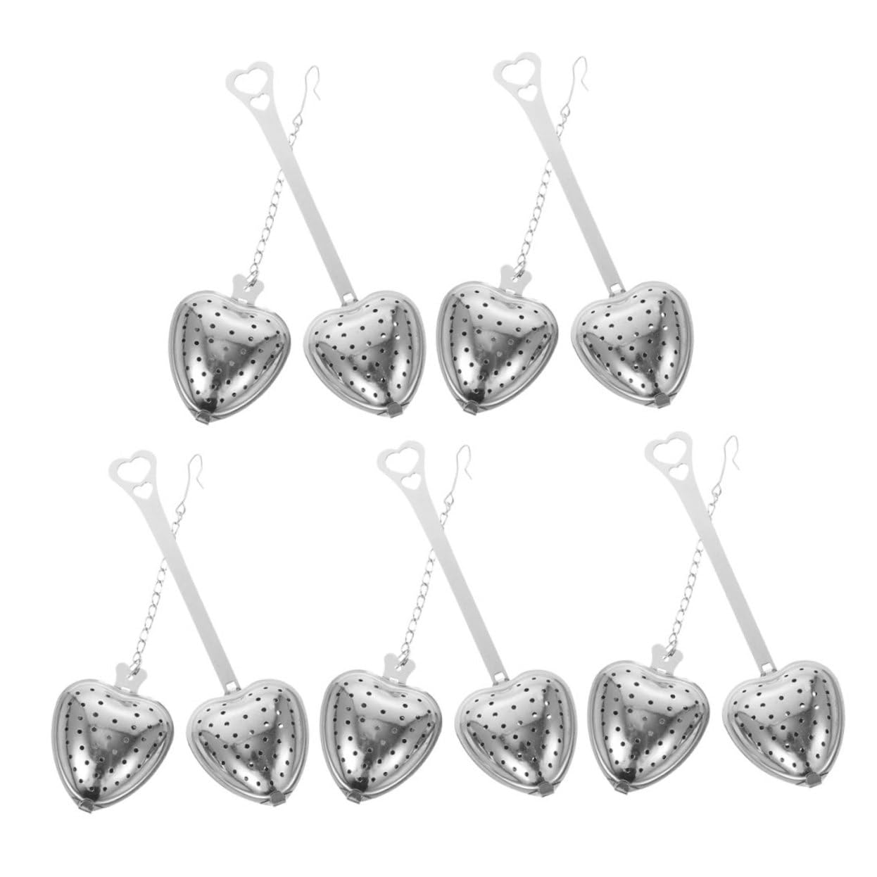 PRETYZOOM 40 Pièces Infuseur de thé pour à feuilles lâches filtre à thé en forme de coeur Passoire avec poignée Acier inoxydable