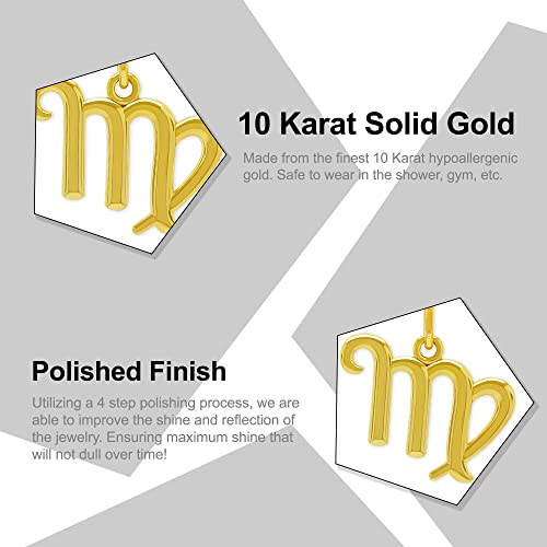 Gold Zodiac Astrology Sign Charm Pendant - 10 Karat Gold - Zodiac Horoscope Pendant2