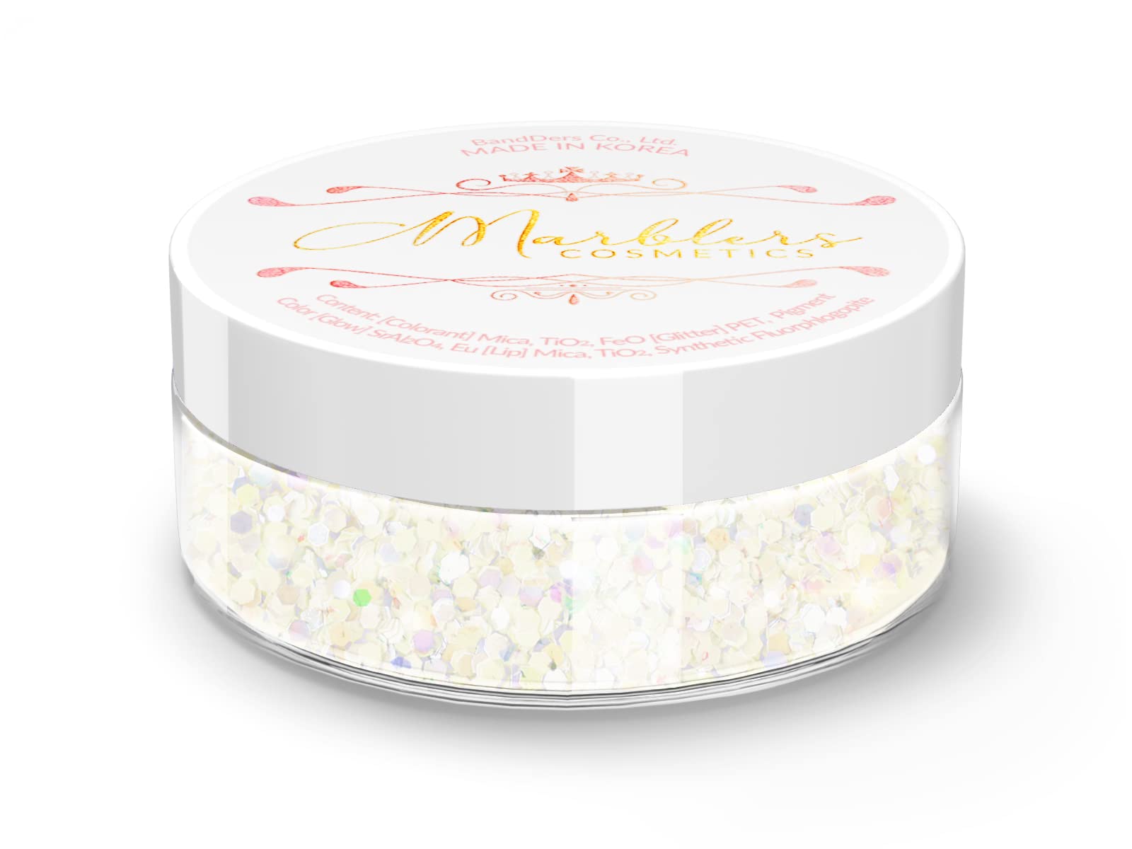 MARBLERS Mermaid Shaped Face & Body Glitter [White] 0.18oz (5g) | Chunky | Chopped | Flake | Non-Toxic | Vegan | Cruelty-Free | Festival, Rave & Party