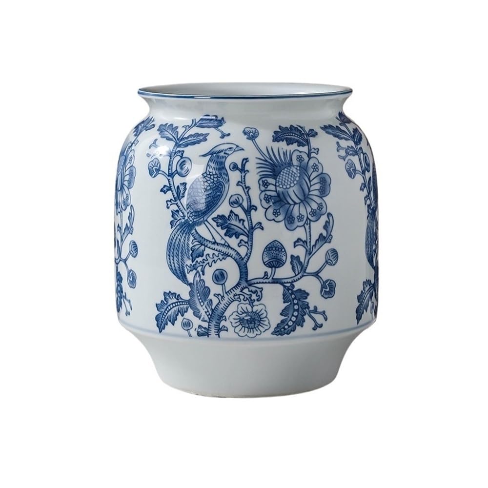 Z4T8M2K6G5 Indoor Plant Pots 16cm Diameter High-temperature Ceramic Flowerpot Made of Blue and White Porcelain, Practical Plant Pot with Drainage Hole Garden Planters