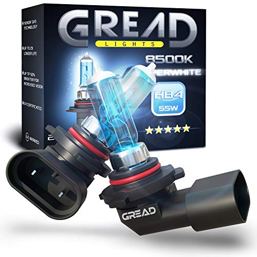 Gread -Halogène Ampoules de phare HB4 55W pour voitures, Apparence au xénon, 8500k super blanc, 2 pièces