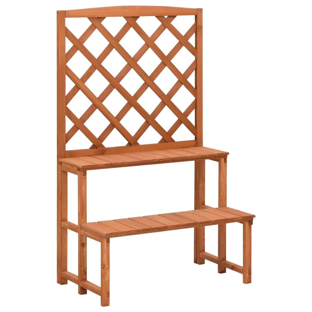 Pflanzentreppe mit Rankgitter 70x42x115 cm aus massivem Tannenholz, wetterfestes Gartenregal, Balkon, Terrasse, Indoor Outdoor, platzsparendes Pflanzregal für Blumen, Kräuter, Bonsai