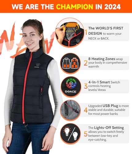 DOACE® Upgraded Heated Vest for Men and Women, Smart Electric Heating Vest, Lightweight Heated Jacket (Battery Not Included)2