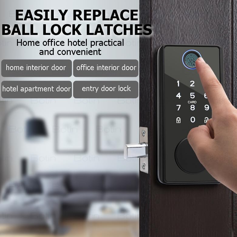 Smart Lock Fingerabdruck Türschloss 5 in 1 Keyless Entry Door Lock Smart Door Lock mit APP-Steuerung, Elektronischer Riegel Biometrische Schlösser für Haustür mit Touchscreen-Tastatur, XX01 – Bild 4