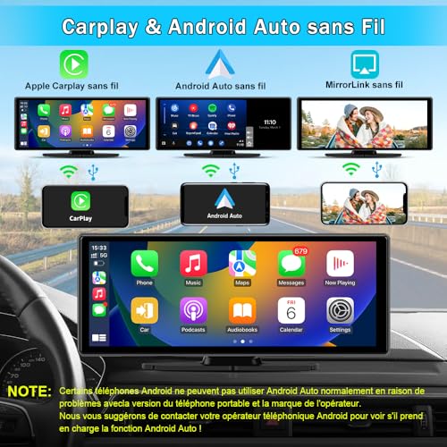 Hexinex Écran Carplay Voiture 10,26 Pouce avec Caméra Inclus, Stéréo Commande Vocale &_BT 64G GPS FM