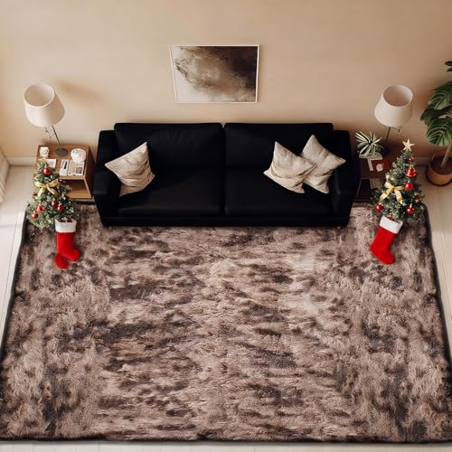 Tapis salon anti-perte de poils shaggy lavable et antidérapant