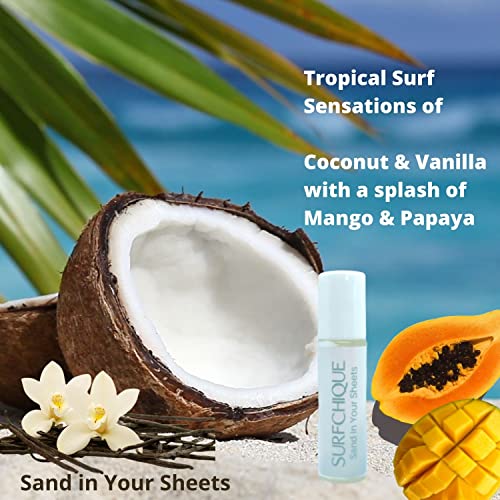 Surfchique Tropical Beach Perfume Oil Roll On Fragrance For Women With Coconut, Vanilla Notes And Touch Of Mango & Papaya - Sand In Your Sheets #TOP3