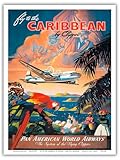Fly to the Caribbean by Clipper - Pan American World Airways (PAA) - Vintage Airline Travel Poster by Mark Von Arenburg c.1940s - Master Art Print - 9in x 12in