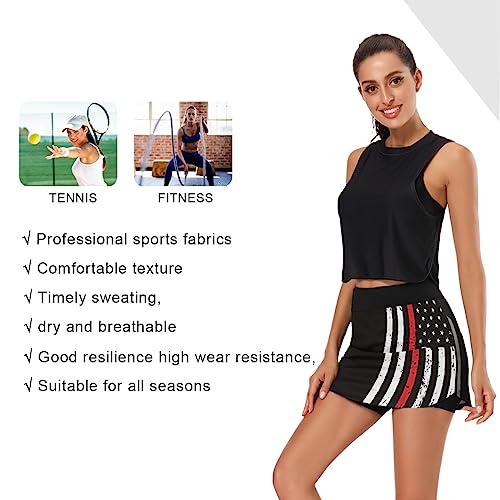 ODAWA Saia feminina esportiva com bandeira preta leve saia de golfe tênis shorts esportivos P-GGG, B