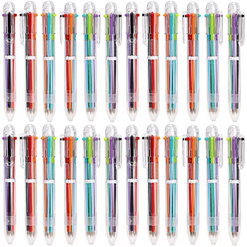 24 Pack Multicolor Pens,0.5Mm 6-In-1 Multicolor Ballpoint Pen,6-In-1 Retractable Ballpoint Pen,6 Colors Transparent Barrel Ballpoint Pens For Office School Supplies,Pen Gifts For Students Children #TOP3