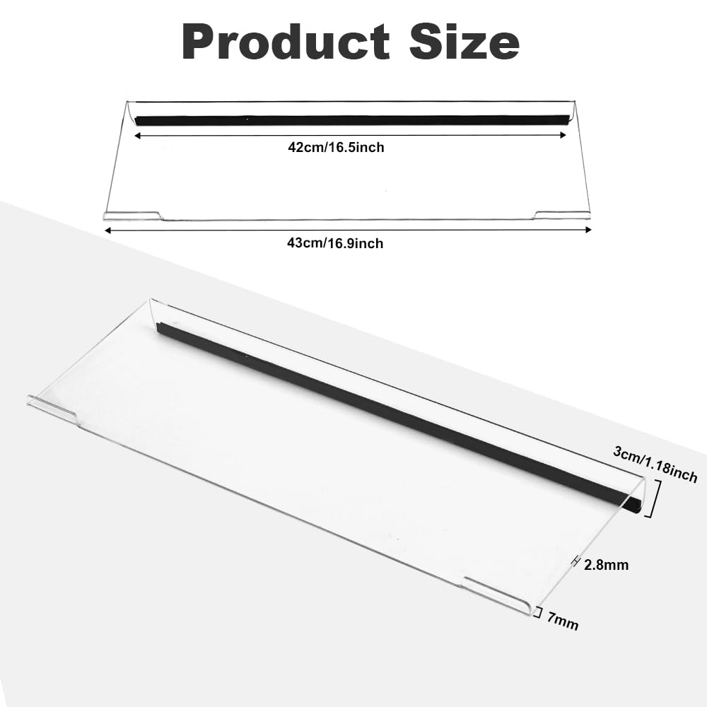 Soporte Teclado Ordenador, Bandeja para Teclado de Acrílico Transparente, Soporte para Teclado de Computadora Ergonómico con Tira Antideslizante, para Escritorio, Oficina, Hogar, 43 x 14 cm