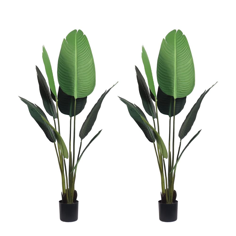 4' Artificial Bird of Paradise Plants Faux Tree Indoor Decor Artificial Plants for Home & Office 2Pack