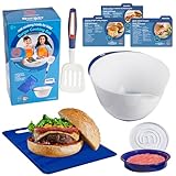 Masterchef Junior Kid's Burger Cooking Set- 9 Pc Kit Includes Real Cookware for Children- Bowl, Cutting Board, Spatula, Sandwich Recipes, and Hamburger Press- Non-Slip Silicone Grips