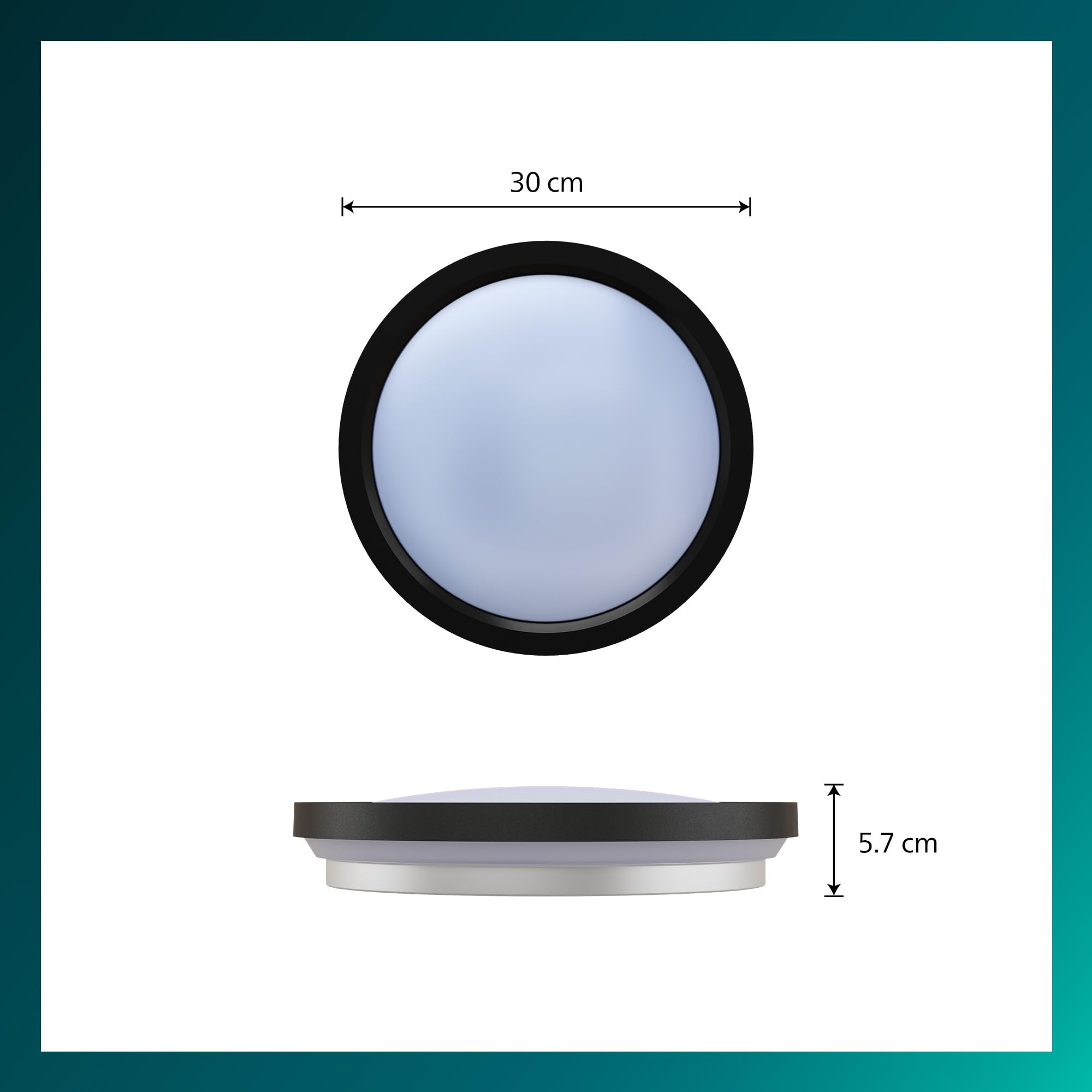 Philips Plafonniers LED avec télécommande, Pack de 2 – Ronds, 30 cm, Lumière blanche réglable et dimmable, Idéal pour le salon ou la chambre, Sans scintillement ni éblouissement, Design moderne, Noir