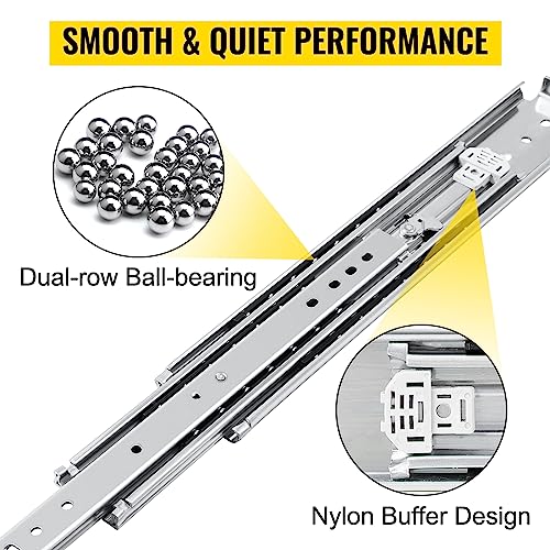 VEVOR Drawer Slides, 1 Pair 36inch Locking Drawer Slides, 500lbs Load Capacity, Side Mount Ball Bearing Drawer Glides, Long Full Extension Drawer Slide by VEVOR - Image 4