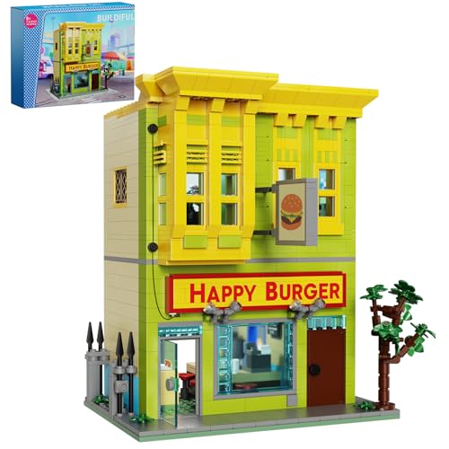 Happy Burgers House Building Set, The Bob's House Kuchi Kopi Building Blocks Toys Set Compatible with Lego, Great Gift and Collectibles Set for Belcher Family Cartoon TV Fans Boys & Girls(1018 PCS)